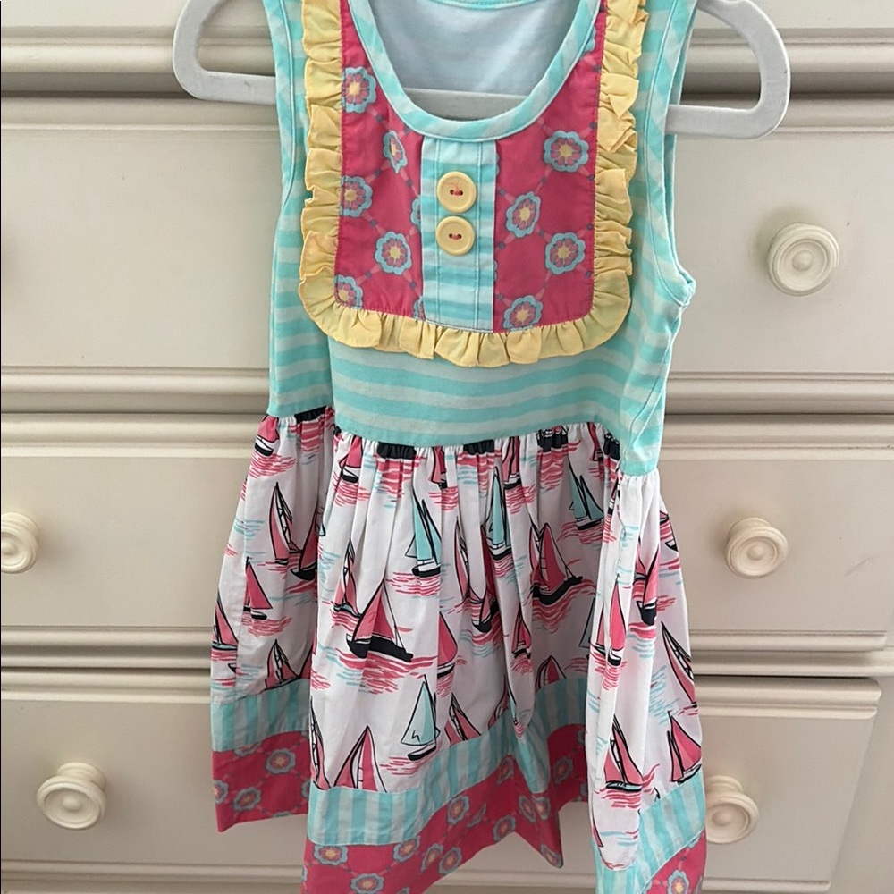 Eleanor Rose Striped & Sailboat Sundress size 4-5. 3 for $20.